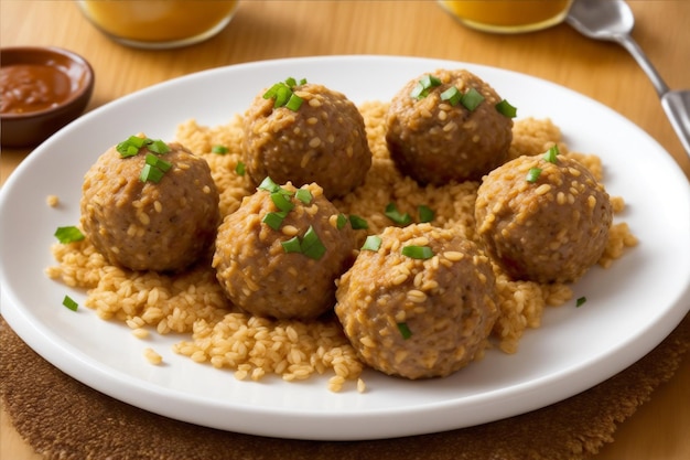 Photo chicken meatballs with oatmeal