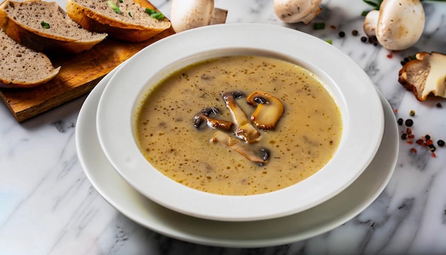 Chicken mushroom soup Chinese cuisine isolated on black background