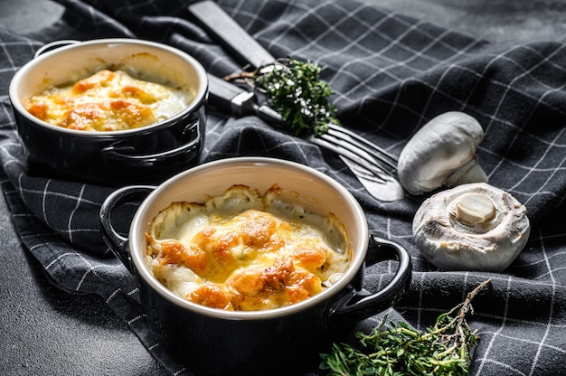 Chicken and  mushrooms in a clay pot