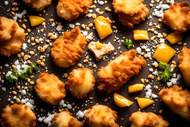Photo chicken nuggets crunchy comets in the galaxy of gastronomic joys