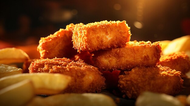 Chicken nuggets golden deepfried battered crispy nuggets delicious crispy strips