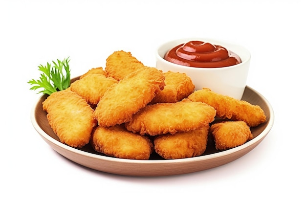 Chicken nuggets made at home on a white background