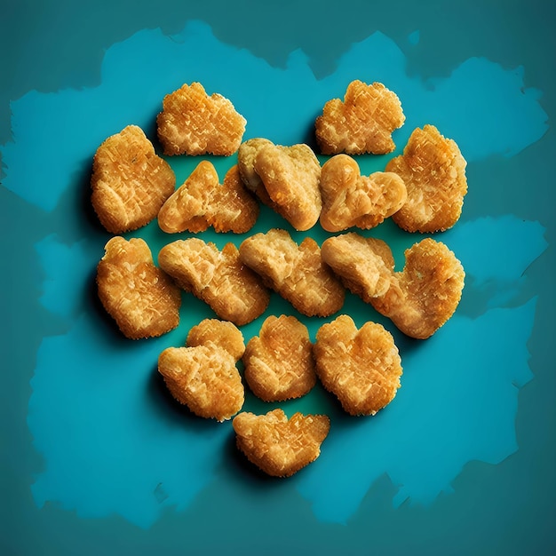 Photo chicken nuggets in the shape of a heart