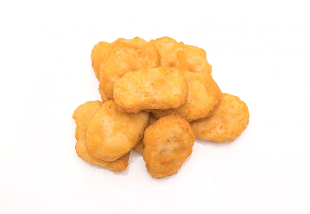 Chicken nuggets on white background