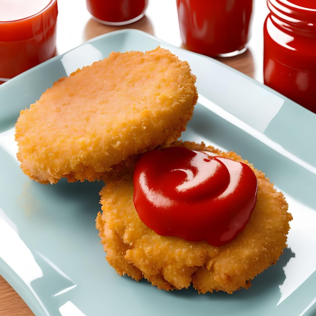 Chicken nuggets with ketchup generative art by AI