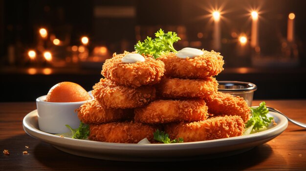 Foto nuggets di pollo con salsa