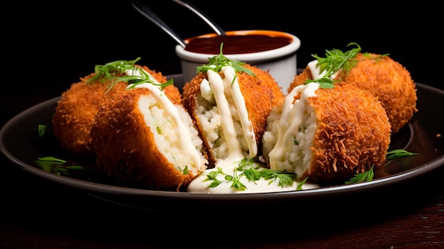 chicken nuggets with vegetables on wooden table