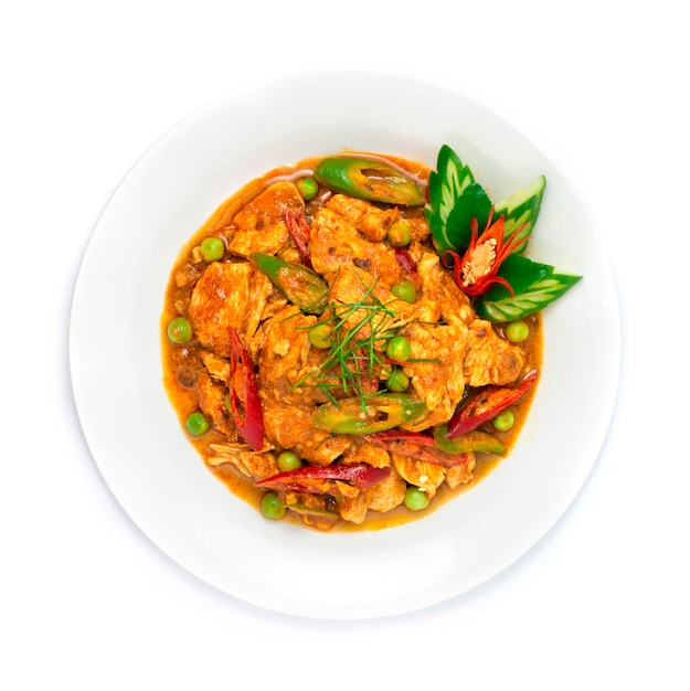 Fusione di cibo tailandese al curry rosso di pollo panang