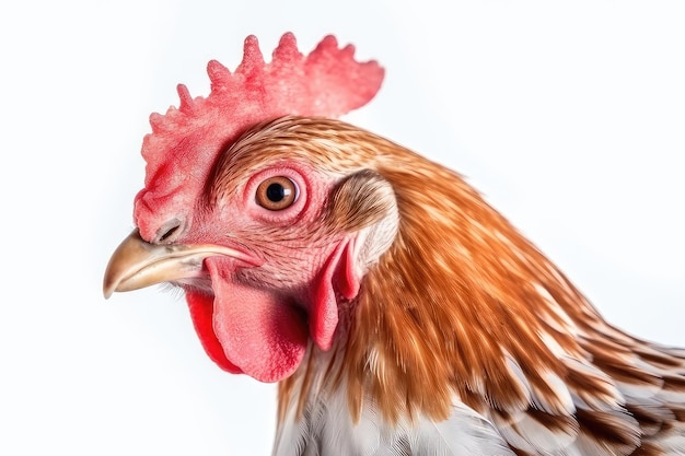 Chicken photo realistic illustration Generative AI Chicken bird head crest eye