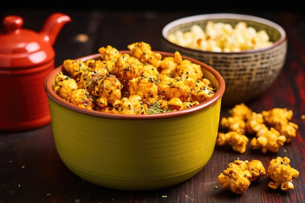 Chicken popcorn in a yellow bowl