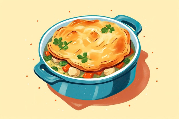 Chicken pot pie illustration Food illustrationGenerative AI