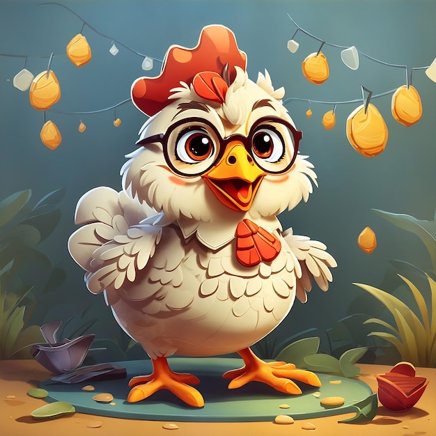 Chicken for printing card featuring of Cartoon style AI generated