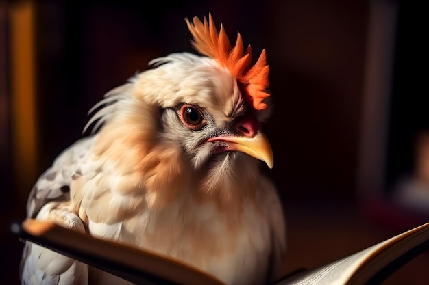 Chicken reading book