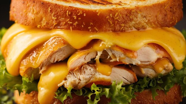 Photo chicken sandwich in bread with cheese