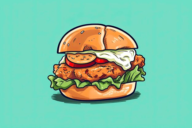 Photo chicken sandwich illustration food illustration generative ai