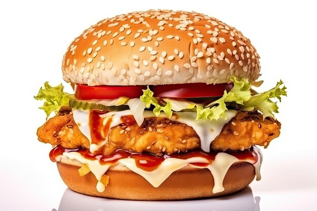 Photo chicken sandwich isolated on white background