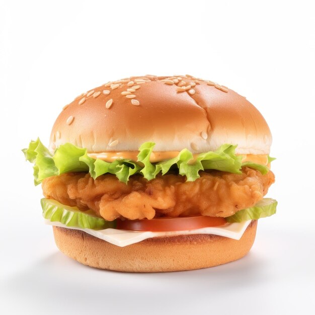 A chicken sandwich with lettuce on it