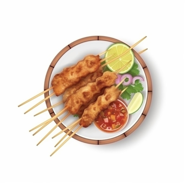 Chicken satay with peanut sauce AI generated