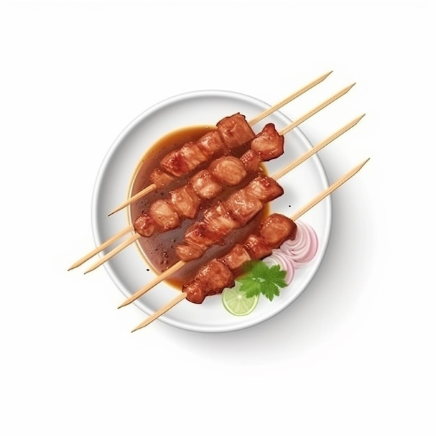 Chicken satay with peanut sauce AI generated
