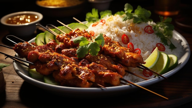 Chicken Satay with Peanut Sauce Best For Banner Flyer and Poster