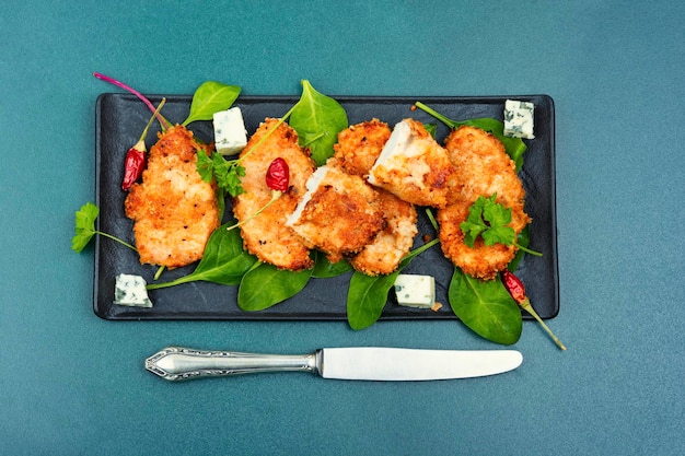 Chicken schnitzel in breadcrumbs