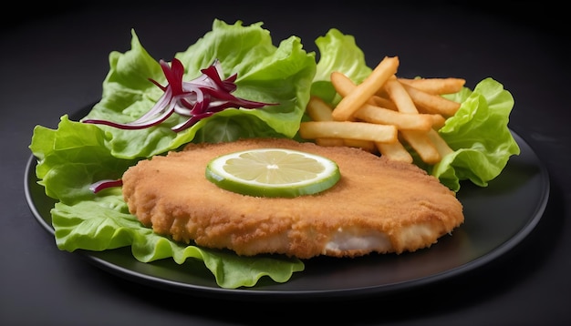 Chicken schnitzel with lettuce