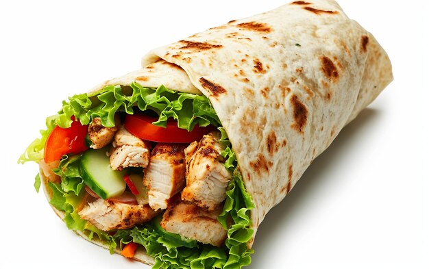 Chicken Shawarma On White Background