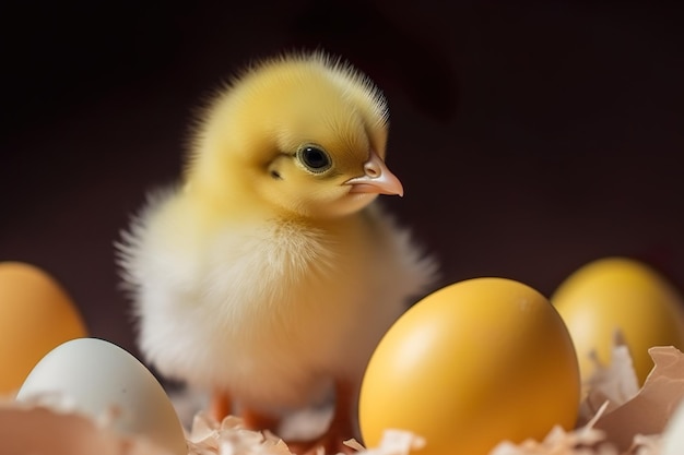 A chicken sits next to a yellow egg.