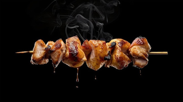 Photo chicken skewer isolated on black