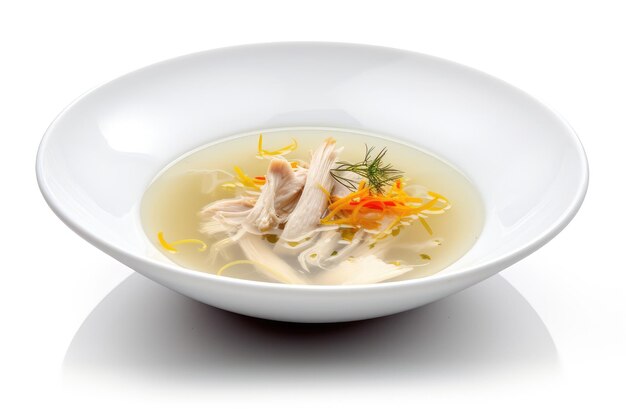 Chicken Soup White Bouillon with Vegetables Homemade Meat Broth Abstract Generative Ai Illustration