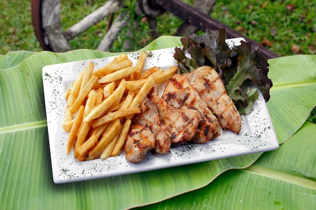 Chicken steak with fries