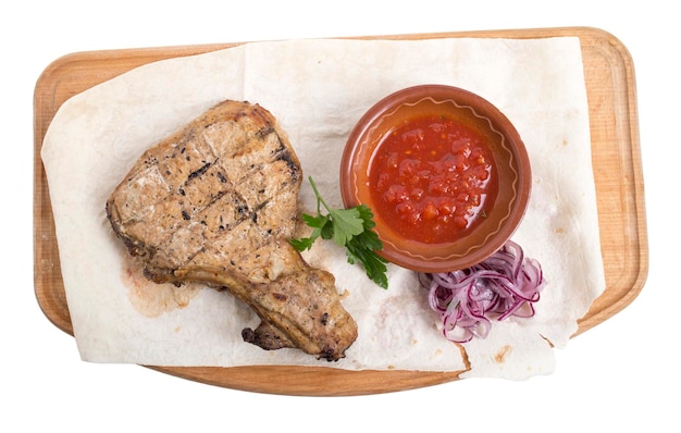 Chicken steak with tomato sauce