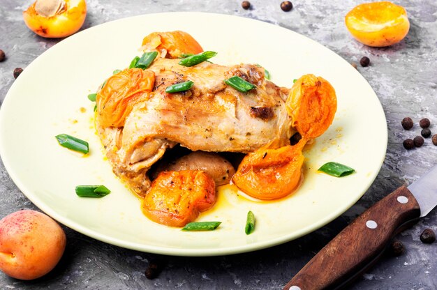 Chicken stewed in apricots