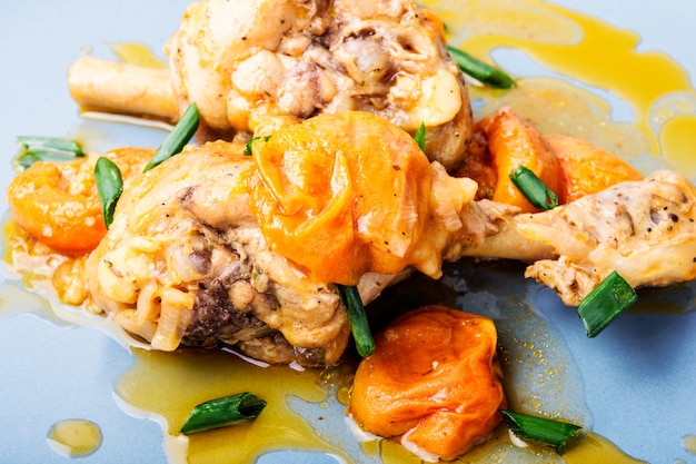 Chicken stewed in apricots