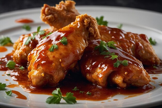 Photo chicken tender dipped in sauce