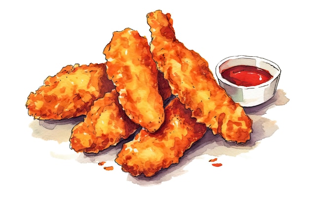 Chicken tenders illustration Food illustrationGenerative AI