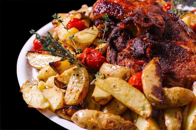 Photo chicken thigh with rosemary and potatoes2