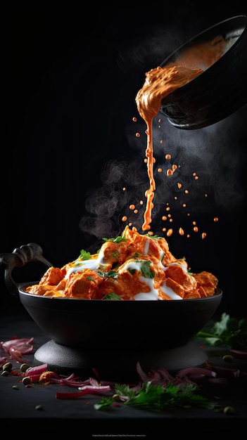 Chicken tikka masala a dish consisting of roasted marinated chicken chunks