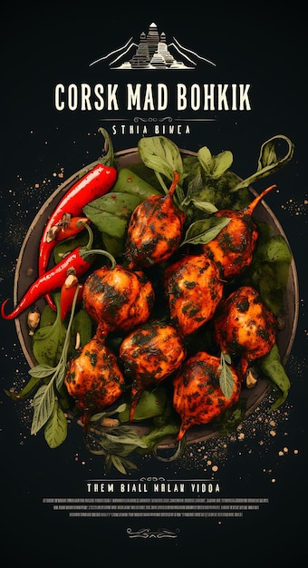 Chicken Tikka Masala Dish Poster With Charcoal Grill and Spi Indian Celebrations Lifestyle Cuisine