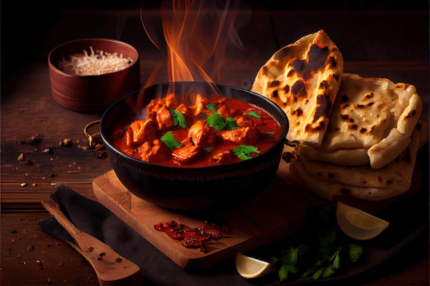 Chicken tikka masala spicy curry meat food