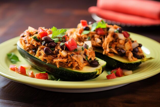 Chicken Tinga Gevulde Zucchini Boten met Zwarte B