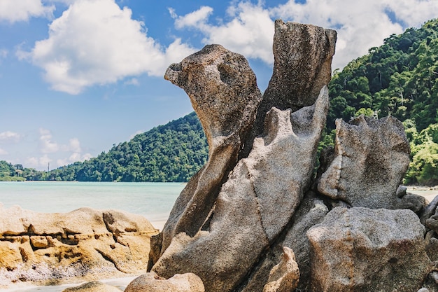 Chicken and Turtle rocks on the beach of Mu Ko Surin Thailand