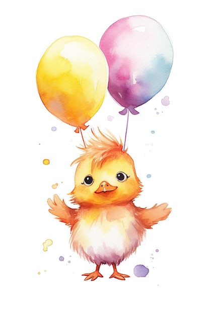 Chicken watercolor clipart cute isolated on white background with Generative AI Technology