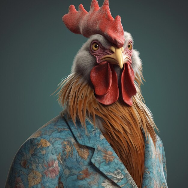 A chicken wearing clothes like a boss nft art generative ai