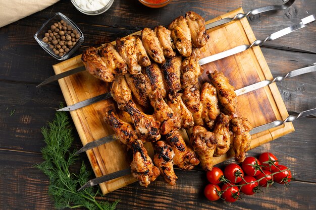 Sweet and Sticky Grilled Wings on Skewers