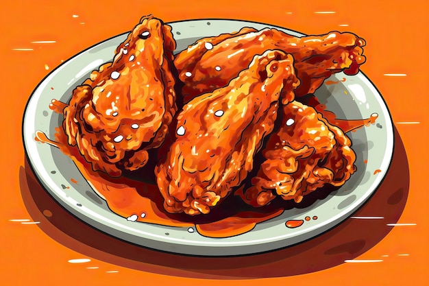 Chicken wings illustration food illustrationgenerative ai