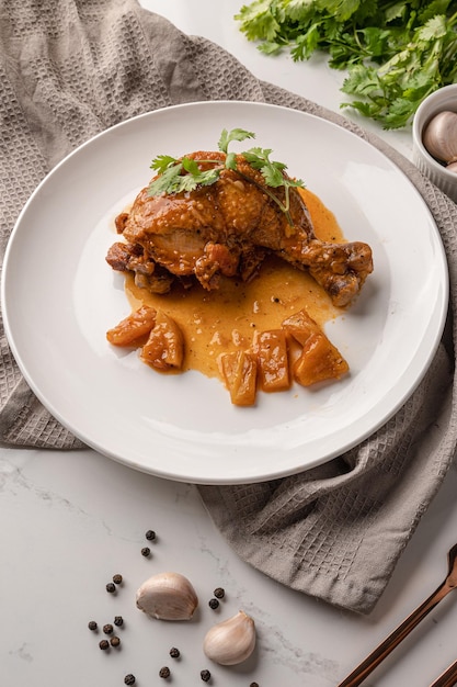 Chicken wings roasted on white plate  top view