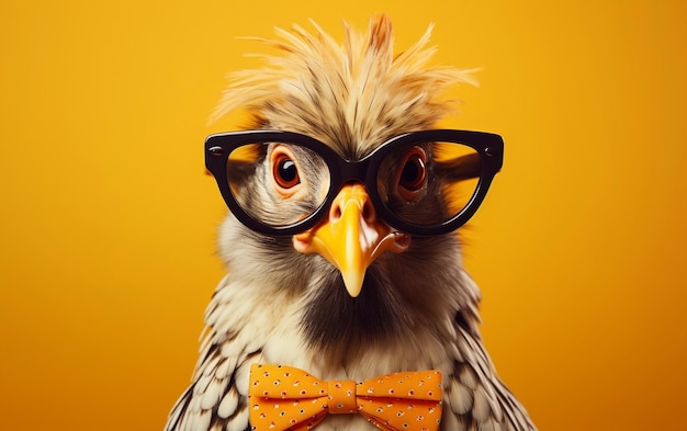 Курица с очками и галстуком генеративный ИИ