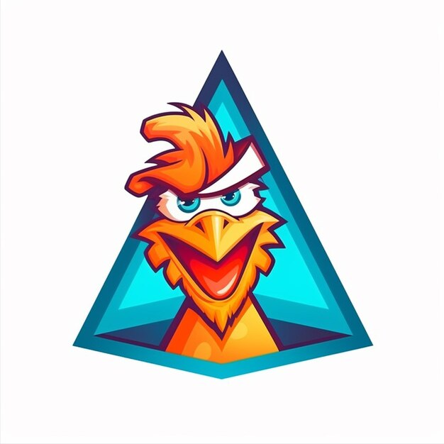 Photo a chicken with an orange beak is in a triangle