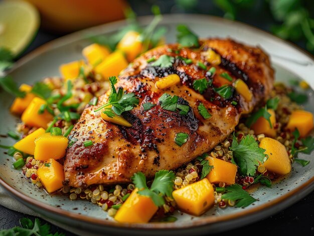 CHICKEN WITH SPICED MANGO QUINOA